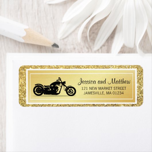 Wit Goud Glitter Motorfiets Retouradres Label (Insitu)