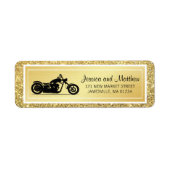 Wit Goud Glitter Motorfiets Retouradres Label (Voorkant)