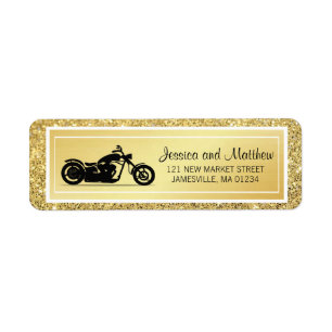 Wit Goud Glitter Motorfiets Retouradres Label