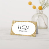 Wit & Goud Glitter Ovaal Bruiloft Receptie Plaatskaartje (Achterkant)