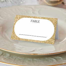 Wit & Goud Glitter Ovaal Bruiloft Receptie Plaatskaartje