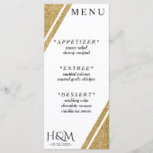 Wit & Goud Glitter Streep Bruiloft Receptie Menu (Voorkant)