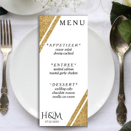 Wit & Goud Glitter Streep Bruiloft Receptie Menu