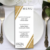 Wit & Goud Glitter Streep Bruiloft Receptie Menu
