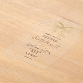 Wit goud glitter strik lint eenvoudig Trouwen Acryl Uitnodigingen (Laagn)