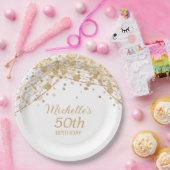 Wit Goud Glitter String Lights Verjaardagsfeest Papieren Bordje (Feest)