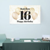 Wit Goud Glitter Sweet 16 Verjaardagsballonnen Vet Spandoek (Beurs)
