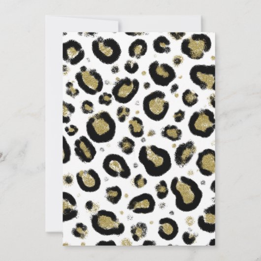 Wit Goud Glitter & Zwart Luipaard Baby shower Kaart (Achterkant)