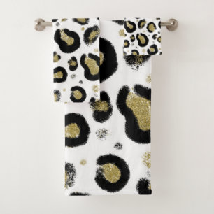 Wit Goud Glitter & Zwarte Luipaard Jachtluipaard P Bad Handdoek