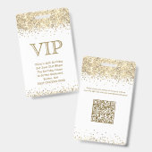 Wit & Goud Glitters | VIP Verjaardagsuitnodiging Badge (Voor- en achterkant)