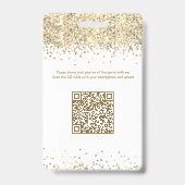 Wit & Goud Glitters | VIP Verjaardagsuitnodiging Badge (Achterkant)