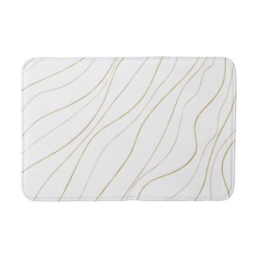 Wit & Goud Golvende Lijnen Moderne Glamour Badmat (Voorkant)
