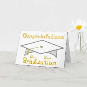 Wit & Goud Graduation Cap Printable Party Pet of Kaart