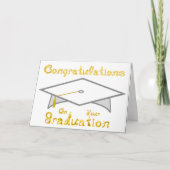 Wit & Goud Graduation Cap Printable Party Pet of Kaart (Voorkant)