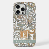  Wit Goud Grijs Blauw Paisley iPhone Hoesje (Achterkant)