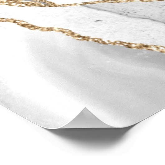 Wit, Goud & Grijs Mist Agaat Bruiloft Poster (Hoek)