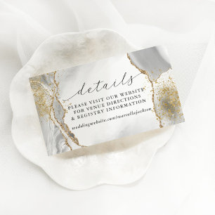 Wit, Goud & Grijs Mist Agate Details Notitiekaart Notitiekaartje