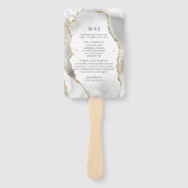 Wit, Goud & Grijs Mist Agate Huwelijksprogramma Handwaaier (Voorkant)