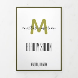 Wit Goud Groen Foto Monogram Salon Brochure Drieluik Kaart