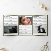 Wit Goud Groen Foto Monogram Salon Brochure Drieluik Kaart (Binnen)