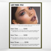 Wit Goud Groen Foto Monogram Salon Brochure Drieluik Kaart (Binnenkant midden)