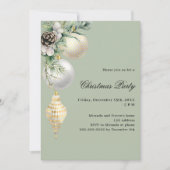 Wit goud groene kerstballen kerstfeest kaart (Voorkant)