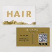 Wit Goud Haar Stylist Promotionele QR code Visitekaartje (Voorkant / Achterkant)