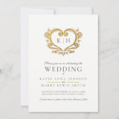 Wit goud hart bruin bruiloft foto kaart (Voorkant)