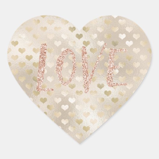 Wit Goud Harten Blush Roze Glitter Liefde Hart Sticker (Voorkant)