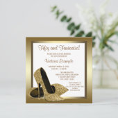 Wit Goud Hoge Heel Vrouwen 50ste Verjaardagsfeest Kaart (Staand voorkant)