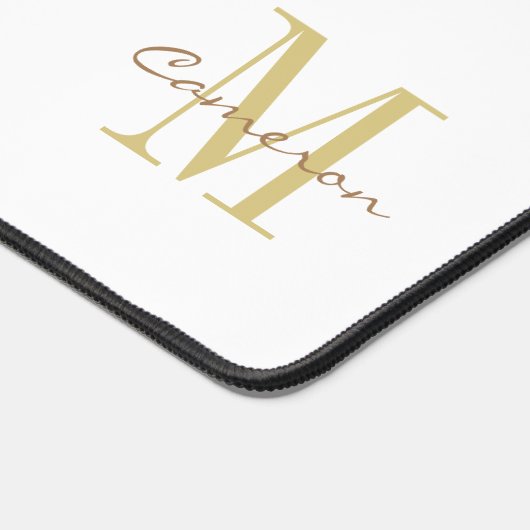 Wit Goud Initiaal en Naam Gepersonaliseerd Bureaumat (Hoek)