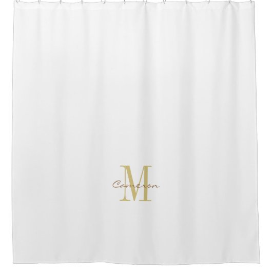 Wit Goud Initiaal en Naam Gepersonaliseerd Douchegordijn (Voorkant)