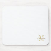 Wit Goud Initiaal en Naam Gepersonaliseerd Muismat (Voorkant)