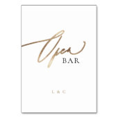 Wit Goud Kalligrafie Huwelijk OPEN Bar Teken Kaart (Voorkant)