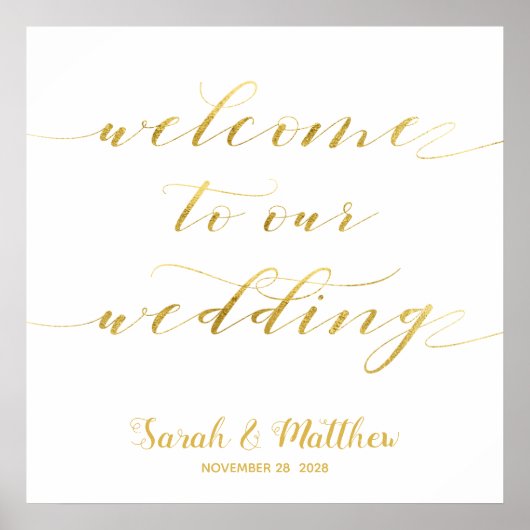 Wit Goud Kalligrafie Welkom op onze bruiloft Poster (Voorkant)