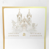 Wit Goud Katholieke Kerk Alles in Een Huwelijk Drieluik Uitnodiging (Binnenzijde eerst)