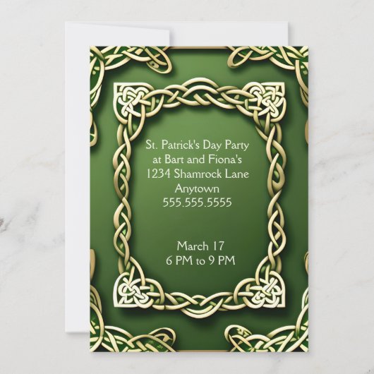 Wit Goud Keltisch Lijst St. Patrick's Day Kaart (Voorkant)