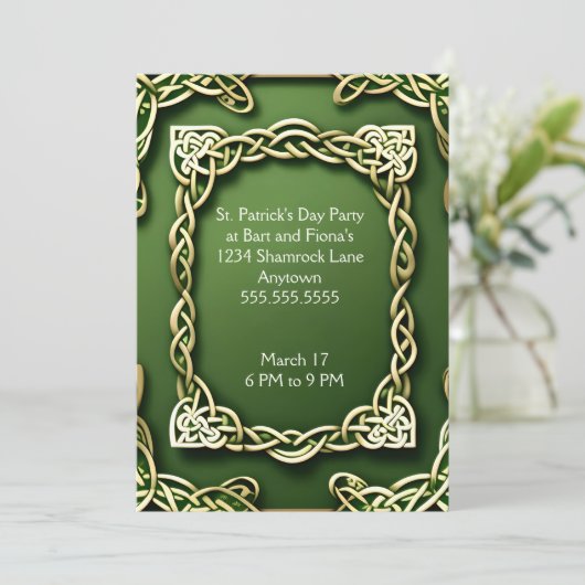 Wit Goud Keltisch Lijst St. Patrick's Day Kaart (Staand voorkant)