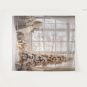 Wit & Goud Kerst Foto Achtergrond Wandkleed (Voorkant (horizontaal))