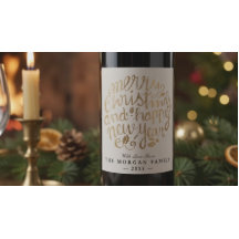 Wit & Goud Kerst & Gelukkig Nieuwjaar Typografie