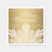 Wit & Goud Kerstmis Sneeuwvlok Servet (Voorkant)