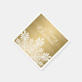 Wit & Goud Kerstmis Sneeuwvlok Servet (Hoek)