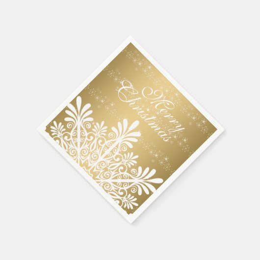 Wit & Goud Kerstmis Sneeuwvlok Servet (Hoek)