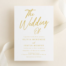 Wit & Goud Klassieke Elegantie Bruiloft Kaart