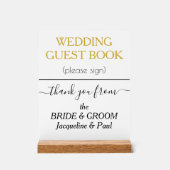 Wit Goud Kleur Bruiloft Gast Boek NAMEN Acryl Bord (Voorkant)