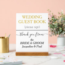 Wit Goud Kleur Bruiloft Gast Boek NAMEN