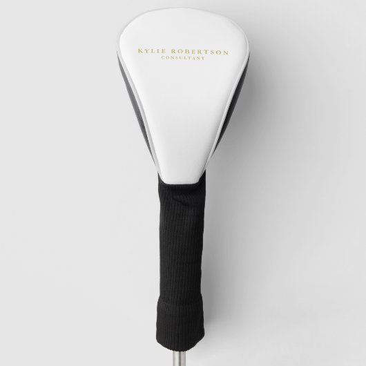 Wit & Goud Kleuren Professioneel Trendy Eenvoudig Golfheadcover (Voorkant)