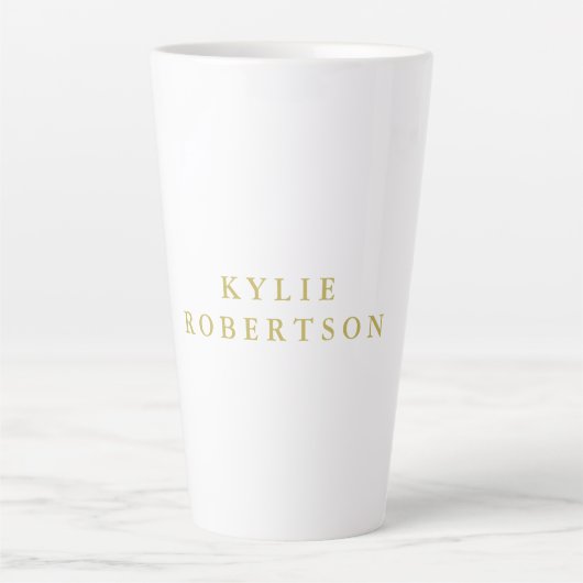 Wit & Goud Kleuren Professioneel Trendy Eenvoudig Latte Mok (Voorkant)