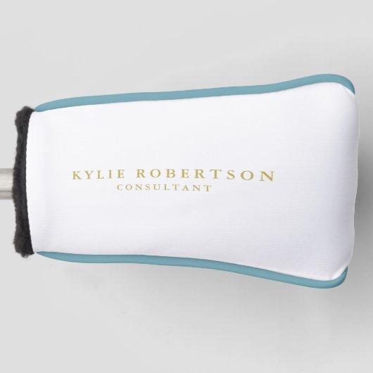 Wit & Goud Kleuren Professioneel Trendy Effen Golfheadcover (Voorkant)