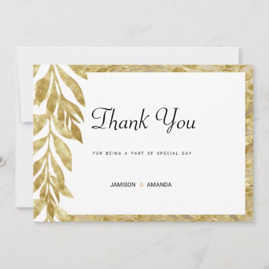 Wit goud laat elegantie bloemendank u kaart (Voorkant)